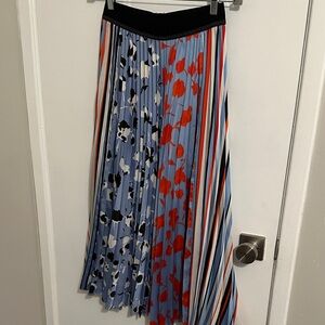 Sfizio Vibrant Floral and Striped A-Line Skirt